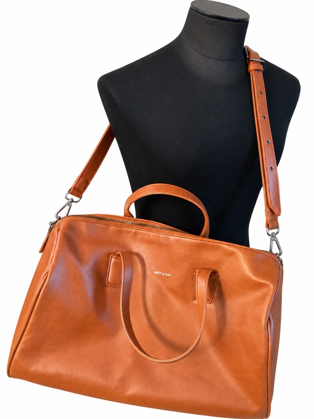 Matt & Nat Cognac Vegan Leather Tote with Adjustable Strap